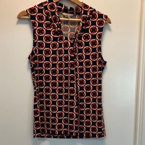 Banana Republic Factory Navy Sleeveless Geometric Print Camisole